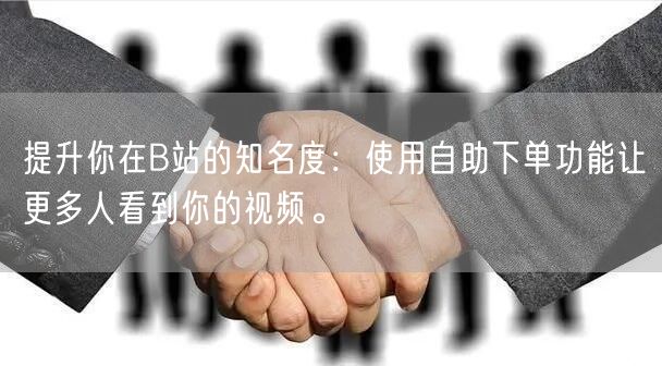 提升你在B站的知名度：使用自助下单功能让更多人看到你的视频。