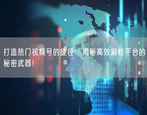 打造热门视频号的捷径：揭秘高效刷粉平台的秘密武器！