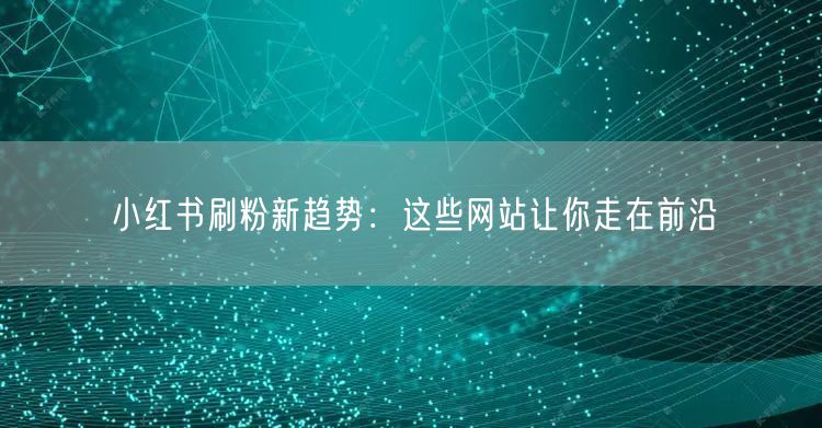 小红书刷粉新趋势：这些网站让你走在前沿